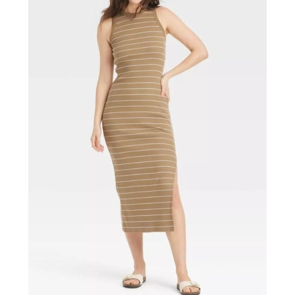 NEW Universal Thread omen's Rib-Knit Maxi Bodycon Dress Striped Size Medium